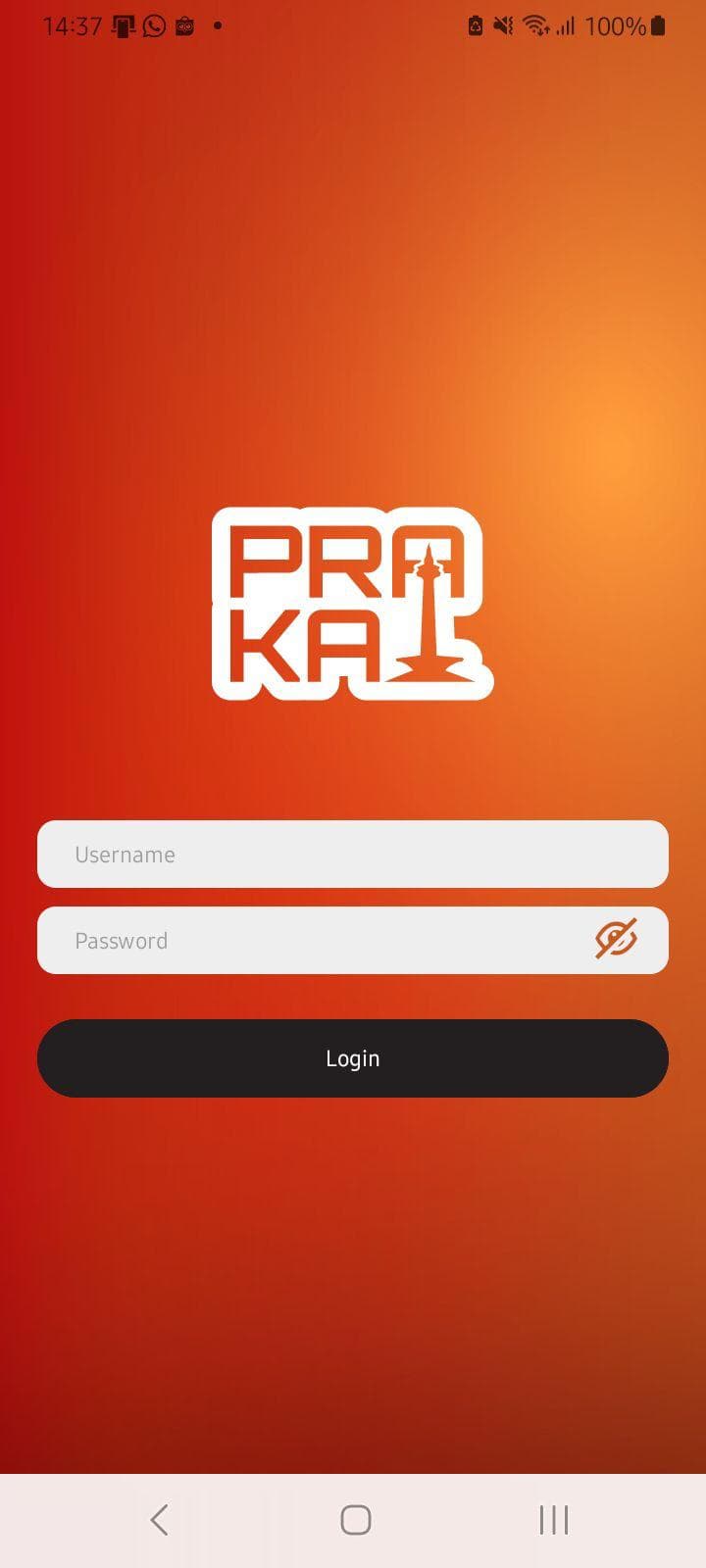 Login screen