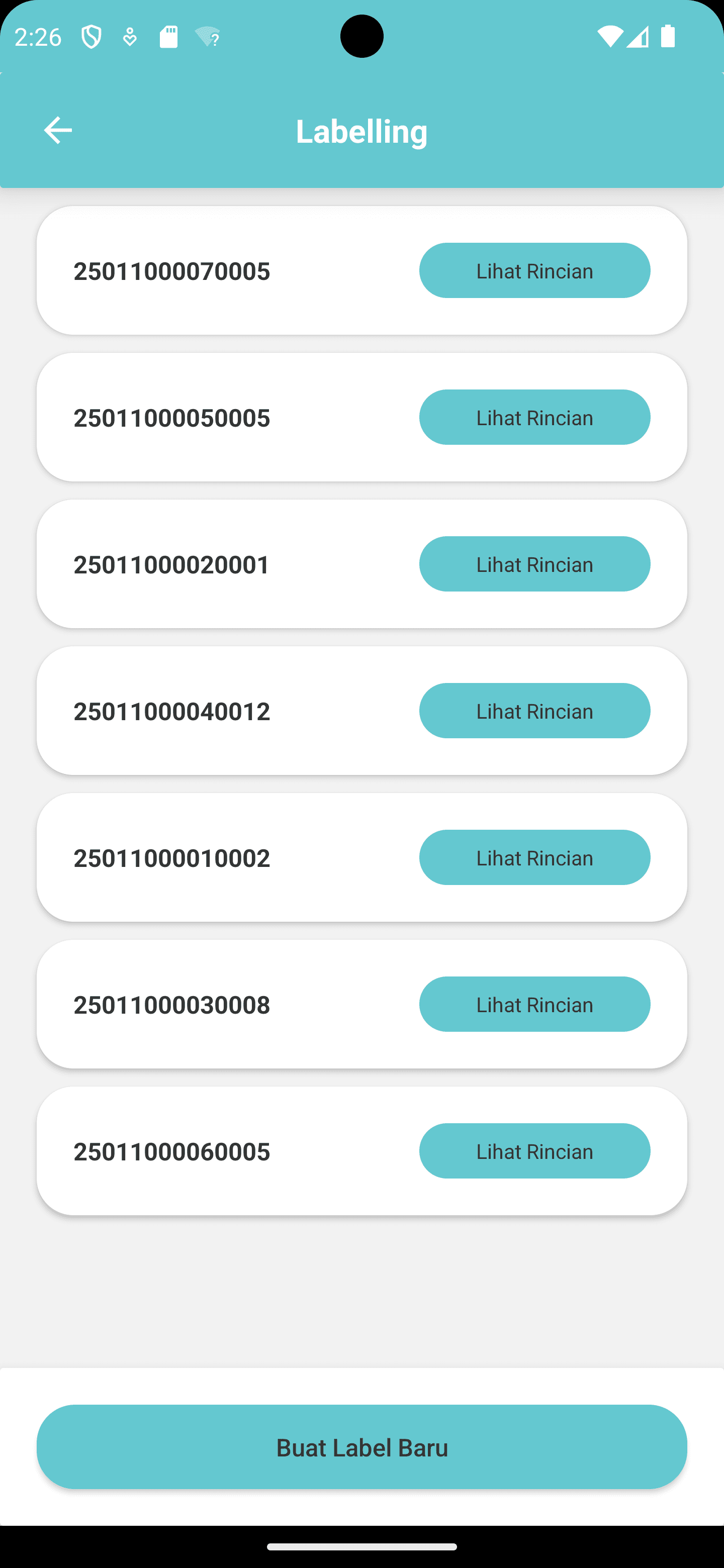 Labelling screen