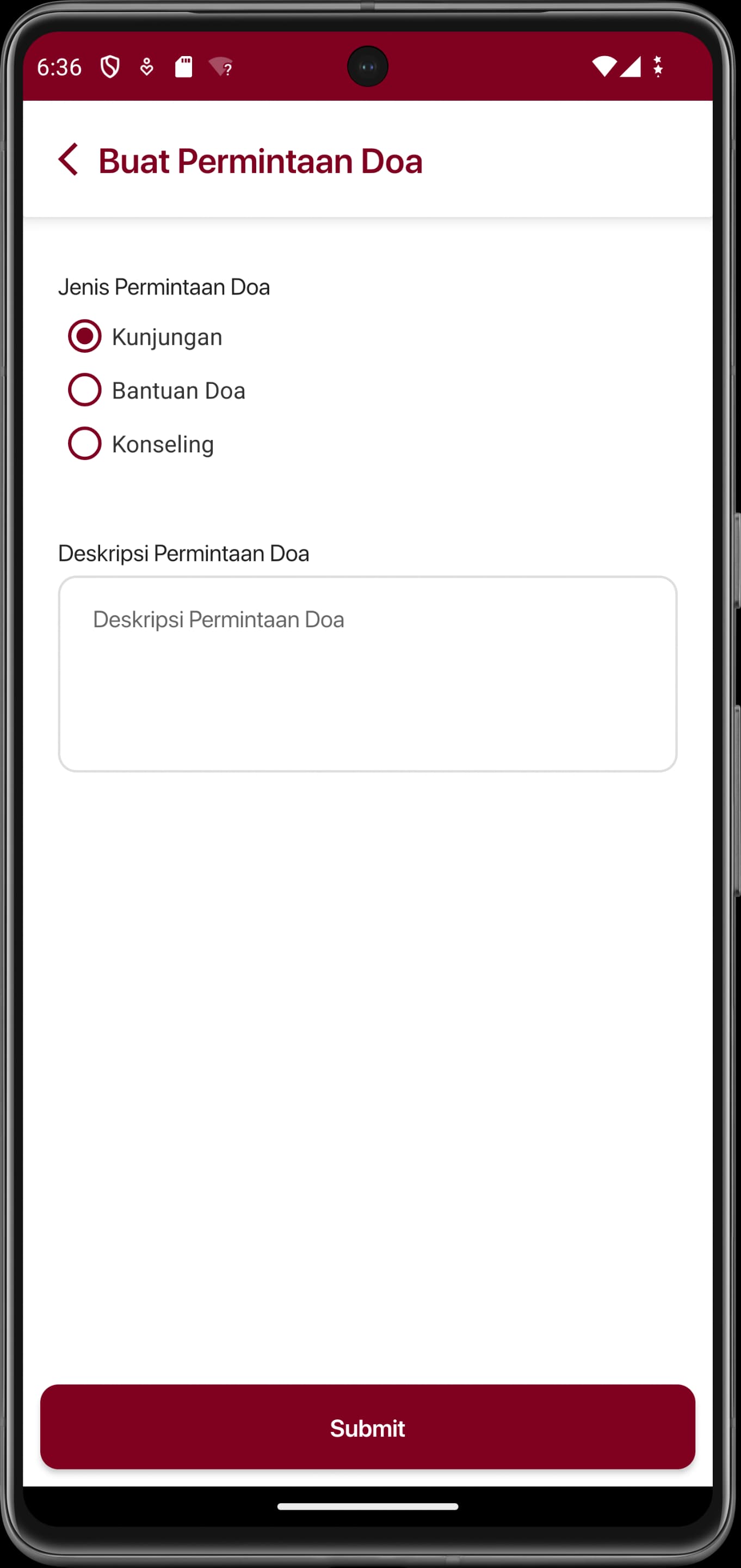 Permintaan Doa screen
